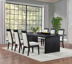 Brookmead Black/Ivory 7-piece Extension Leaf Dining Table Set - Ornate Home