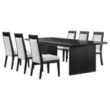 Brookmead Black/Ivory 7-piece Extension Leaf Dining Table Set - Ornate Home