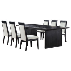 Brookmead Black/Ivory 7-piece Extension Leaf Dining Table Set - Ornate Home