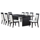 Brookmead Black/Ivory 9-piece Extension Leaf Dining Table Set - Ornate Home