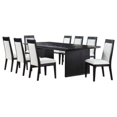 Brookmead Black/Ivory 9-piece Extension Leaf Dining Table Set - Ornate Home