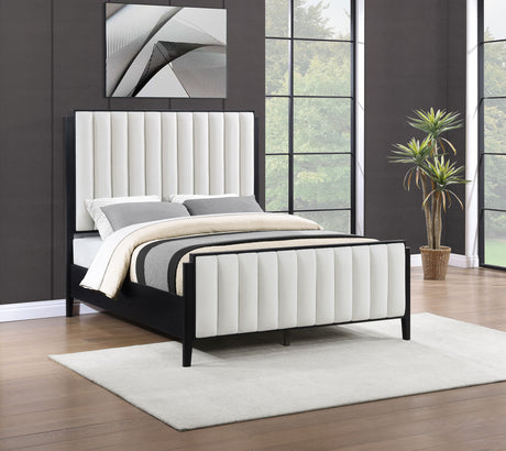 Brookmead Black Queen Upholstered Panel Bed - Ornate Home