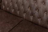 Brooks Brown Leather Tufted 2 Seat Sofa - Ornate Home