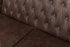 Brooks Brown Leather Tufted 2 Seat Sofa - Ornate Home
