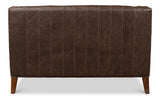 Brooks Brown Leather Tufted 2 Seat Sofa - Ornate Home
