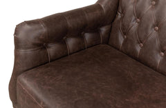 Brooks Brown Leather Tufted 2 Seat Sofa - Ornate Home