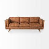 Brooks Cognac Brown/Medium Brown Faux Leather Three Seater Sofa - Ornate Home