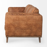 Brooks Cognac Brown/Medium Brown Faux Leather Three Seater Sofa - Ornate Home