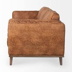 Brooks Cognac Brown/Medium Brown Faux Leather Three Seater Sofa - Ornate Home