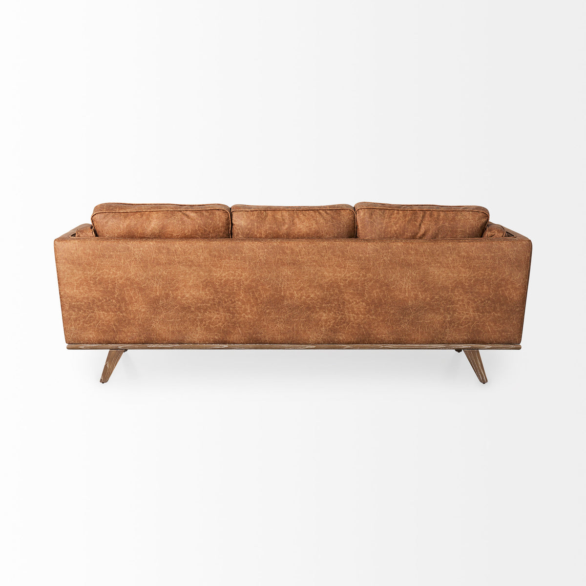 Brooks Cognac Brown/Medium Brown Faux Leather Three Seater Sofa - Ornate Home