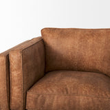 Brooks Cognac Brown/Medium Brown Faux Leather Three Seater Sofa - Ornate Home