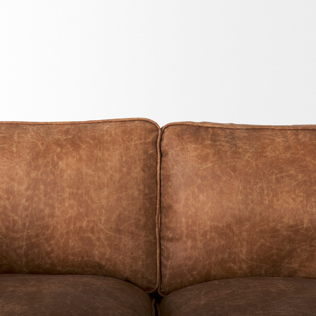 Brooks Cognac Brown/Medium Brown Faux Leather Three Seater Sofa - Ornate Home