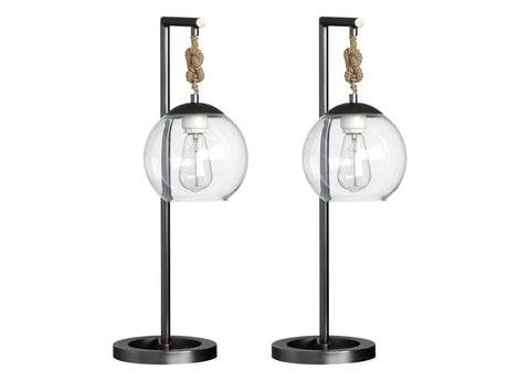 Brooks Grey/Transparent Table Lamp (Set of 2) - Ornate Home