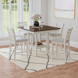 Brooks Medium Brown/White 5PC Counter Set with Table and 4 UPH Seat & Wood Back Chairs - Ornate Home