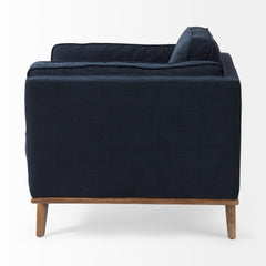 Brooks Navy Blue/Medium Brown Fabric Chair - Ornate Home