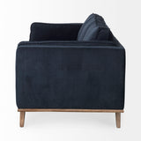 Brooks Navy Blue/Medium Brown Fabric Three Seater Sofa - Ornate Home