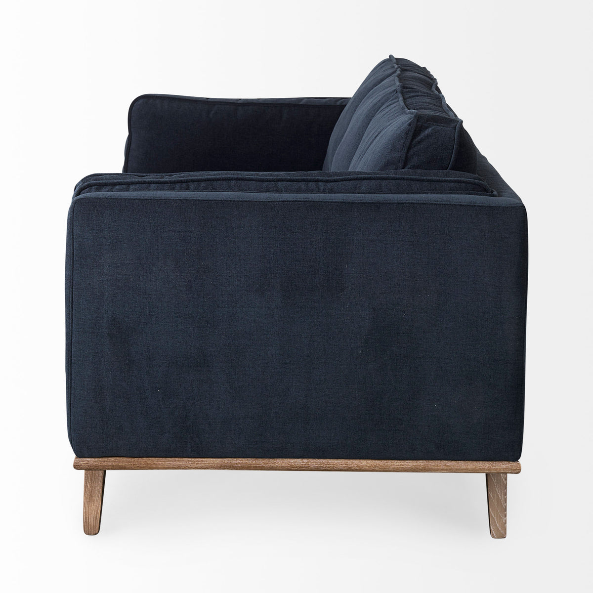 Brooks Navy Blue/Medium Brown Fabric Three Seater Sofa - Ornate Home