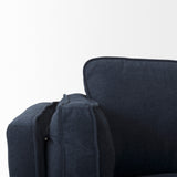 Brooks Navy Blue/Medium Brown Fabric Three Seater Sofa - Ornate Home