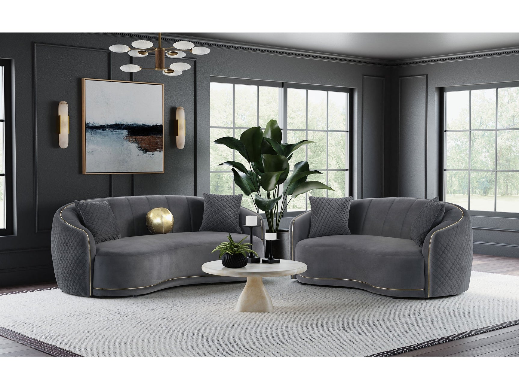 Brookside Dark Grey Sofa & Loveseat - Ornate Home