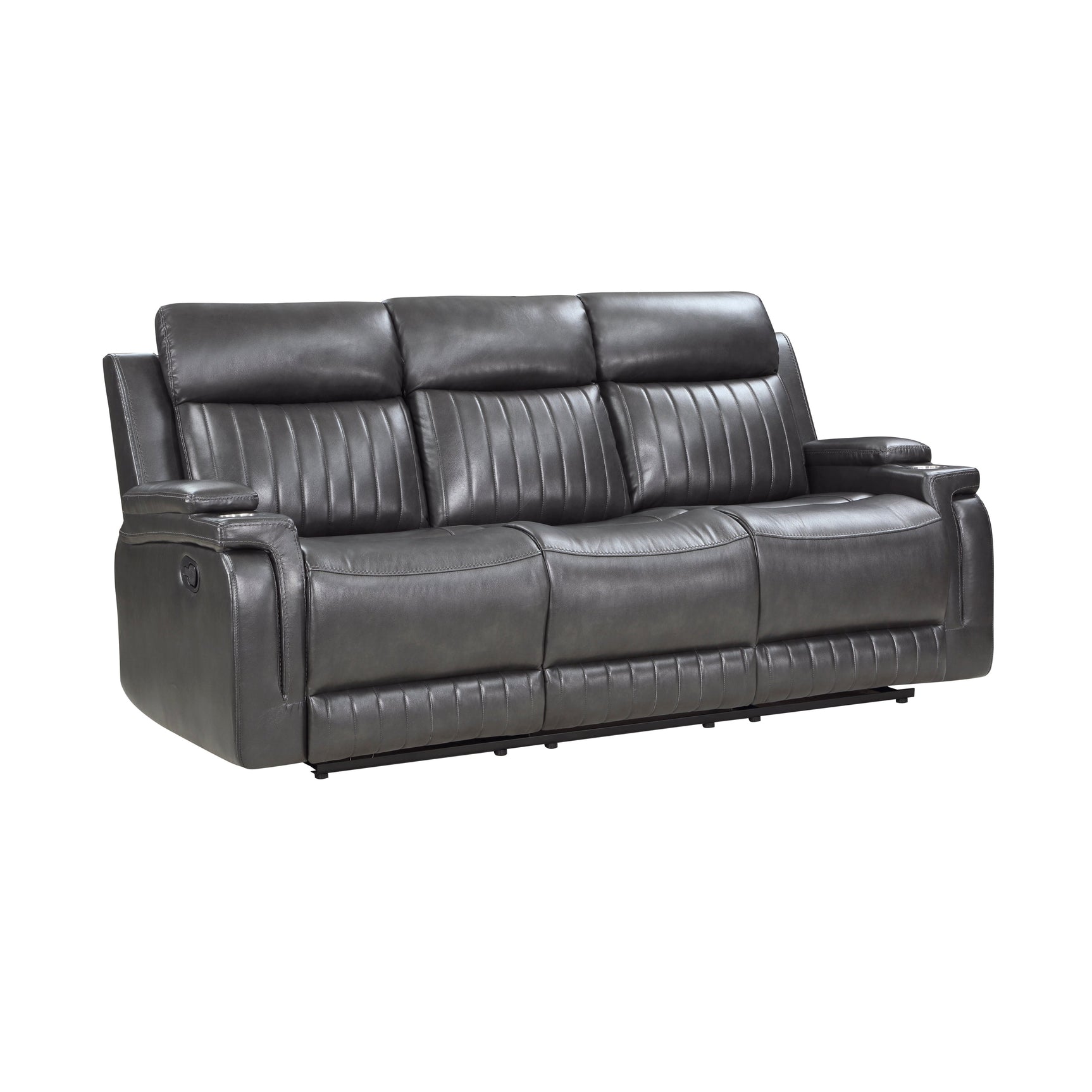 Broomfield Dark Gray Double Reclining Sofa - Ornate Home