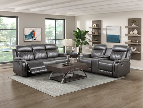 Broomfield Dark Gray Double Reclining Sofa - Ornate Home