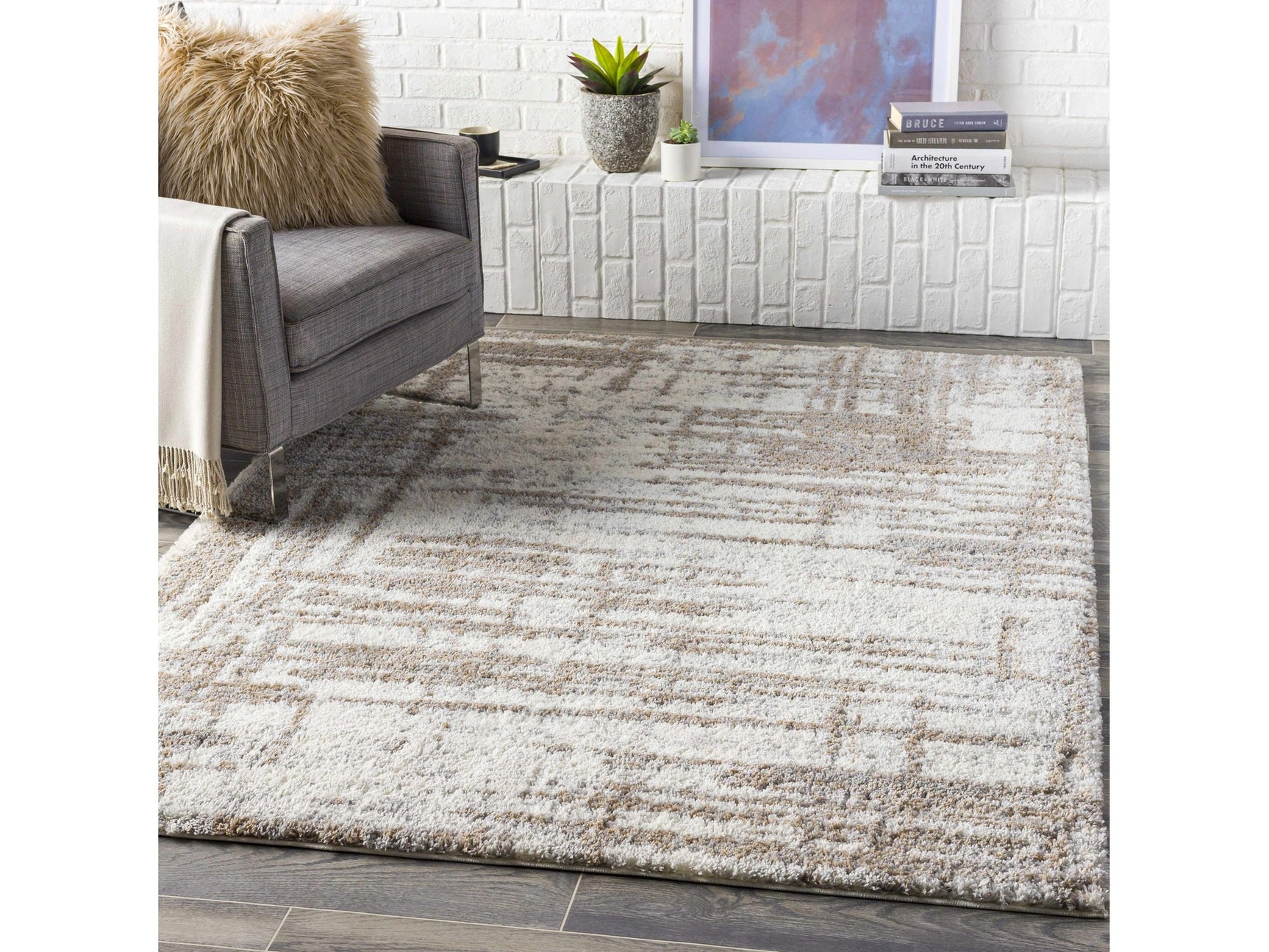 Broulee Abstract Striped Plush Rug - Ornate Home