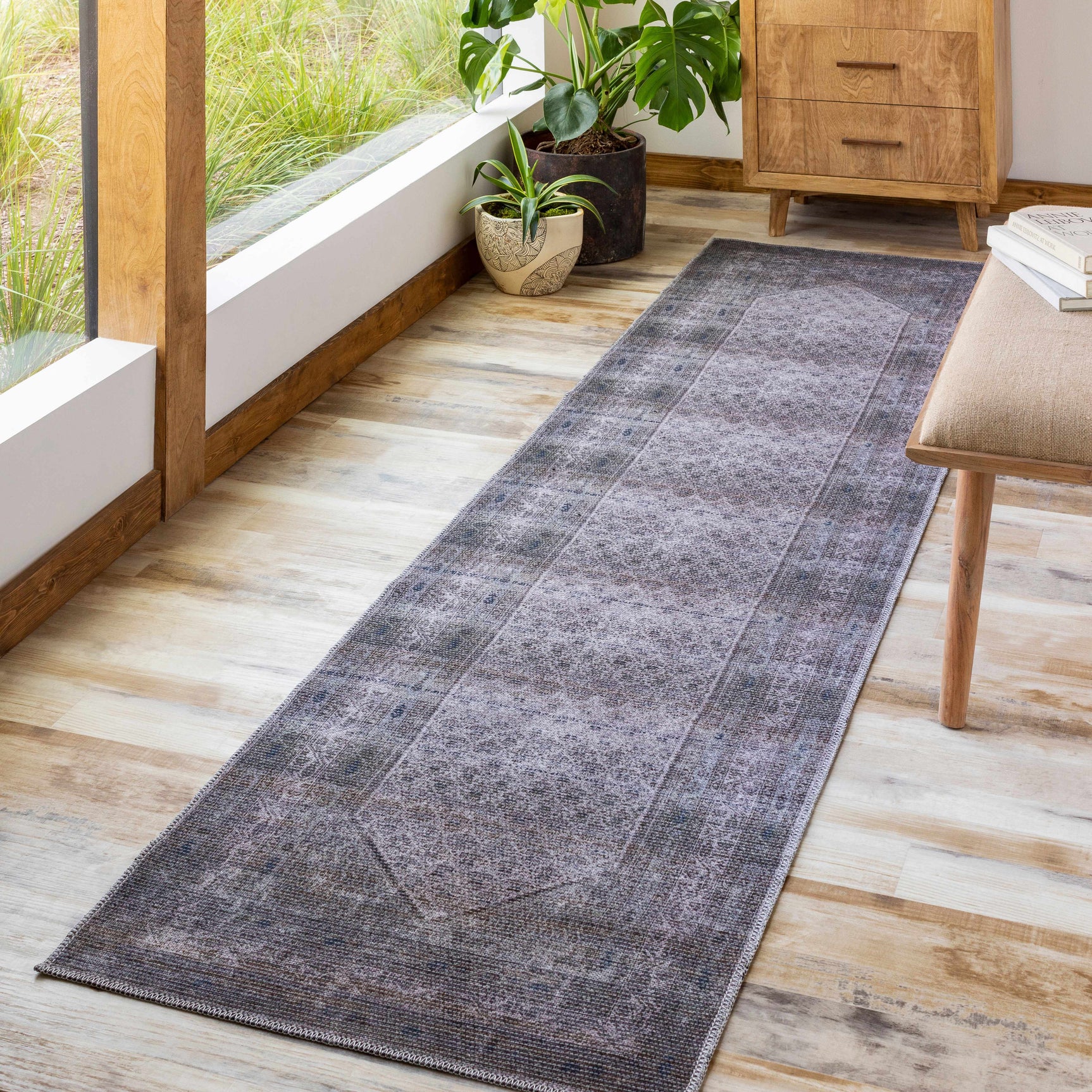 Brown Ballinasloe Vintage Washable Area Rug - Clearance - Ornate Home