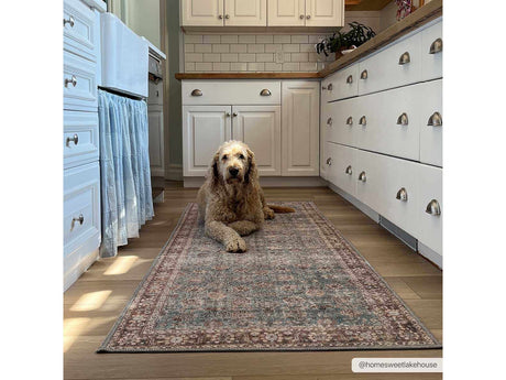 Brown Blue Dauis Vintage Washable Area Rug - Clearance - Ornate Home