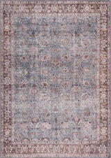 Brown Blue Dauis Vintage Washable Area Rug - Clearance - Ornate Home