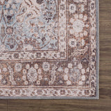 Brown Blue Dauis Vintage Washable Area Rug - Clearance - Ornate Home