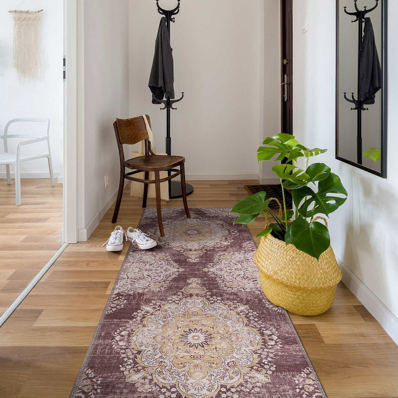 Rain Yellow/Brown Modern Bohemian NonSlip Indoor Area Rugs - Ornate Home