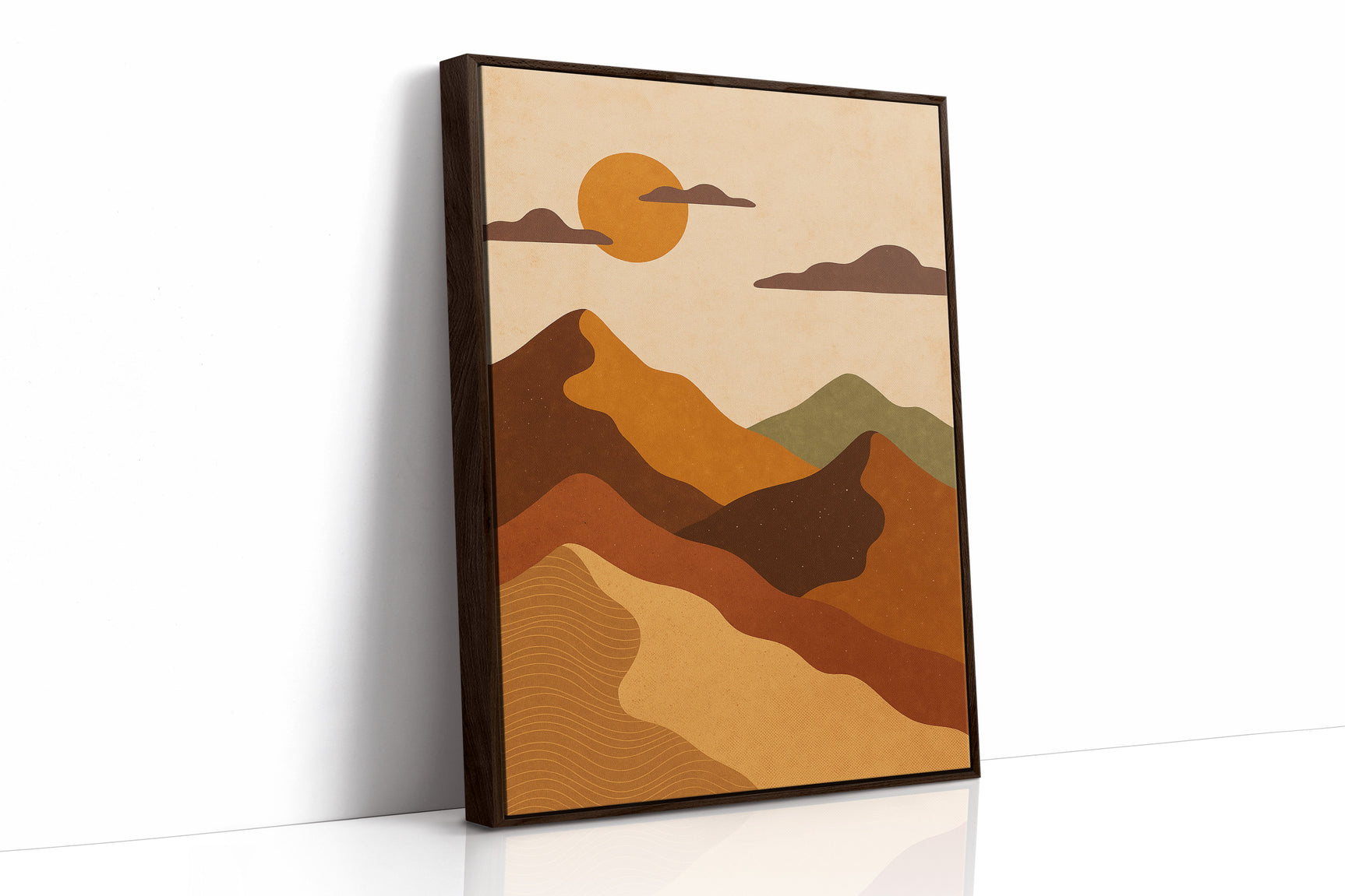 Vintage Sunset Mountain Landscape Art Print