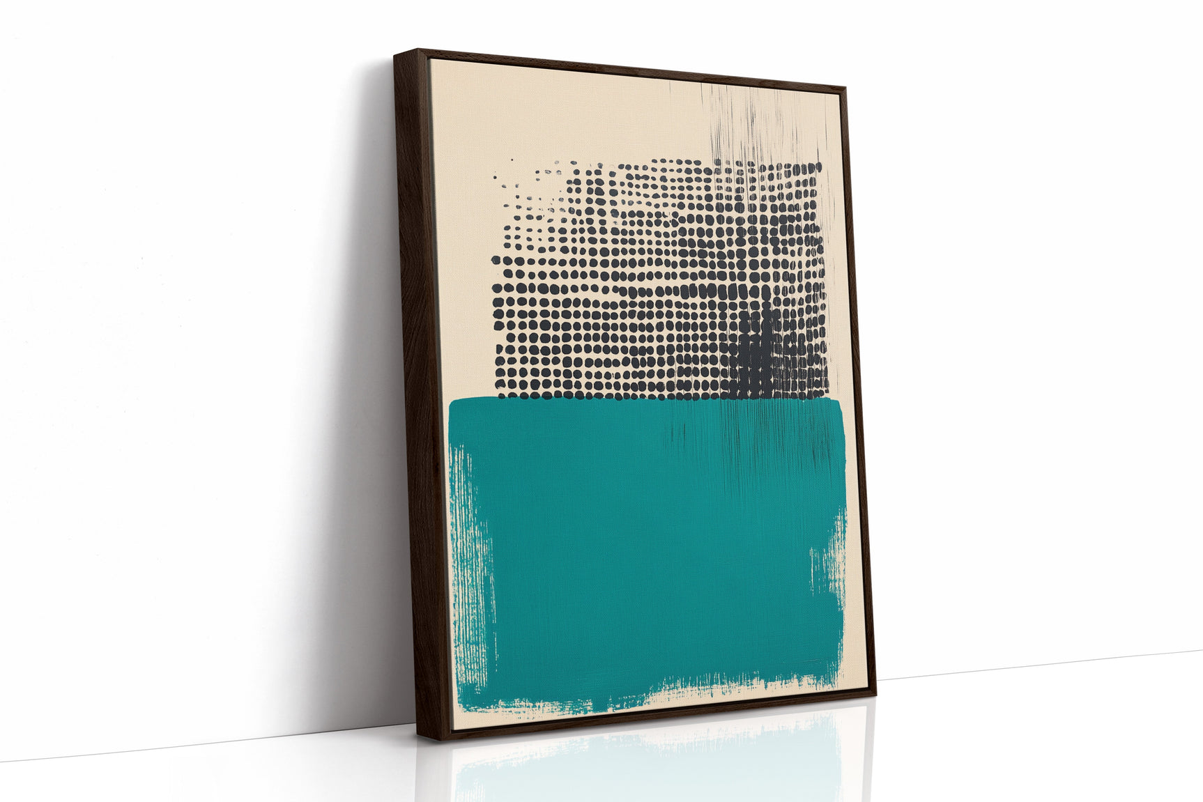 Modern Abstract Art Print in Teal and Black