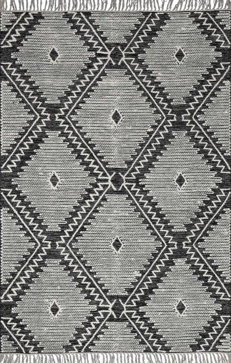 Brownhills Cream&Black Trellis Cotton Area Rug - Ornate Home