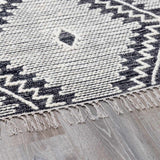 Brownhills Cream&Black Trellis Cotton Area Rug - Ornate Home