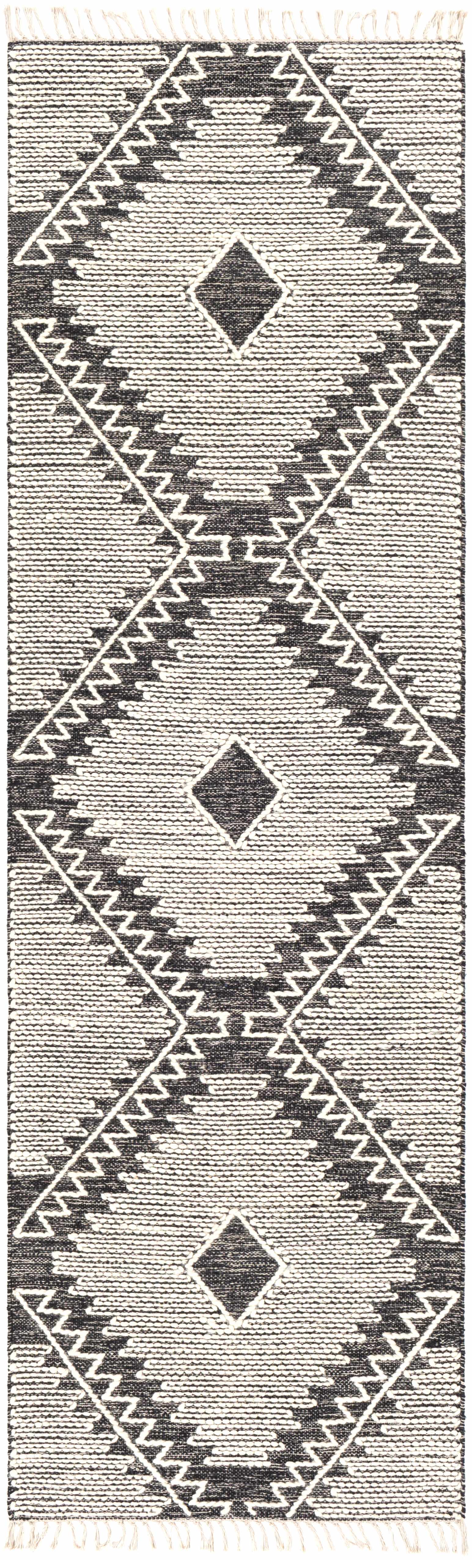 Brownhills Cream&Black Trellis Cotton Area Rug - Ornate Home