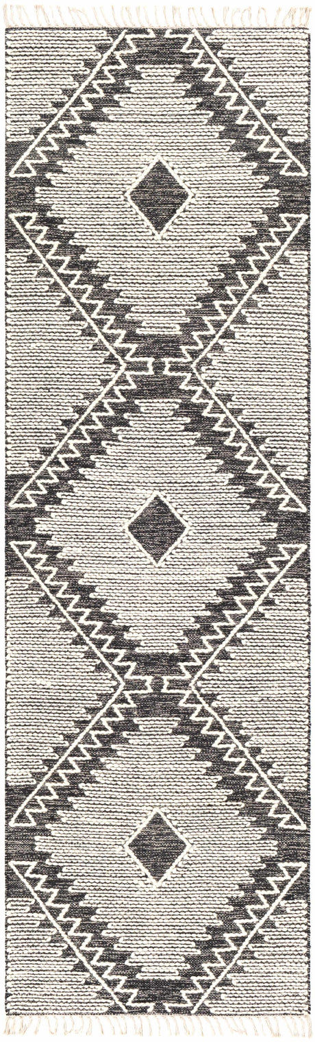 Brownhills Cream&Black Trellis Cotton Area Rug - Ornate Home