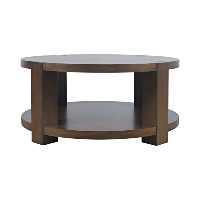 Brownstone Chocolate Castered Round Cocktail Table - Ornate Home