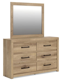 Brozmont Tan Full Panel Bed, Dresser and Mirror - Ornate Home