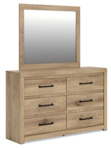 Brozmont Tan Full Panel Platform Bed, Dresser and Mirror - Ornate Home