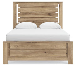 Brozmont Tan Queen Panel Bed, Dresser and Mirror - Ornate Home