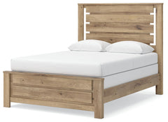 Brozmont Tan Queen Panel Bed, Dresser and Mirror - Ornate Home
