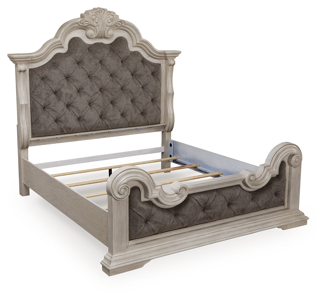 Bruchandi Antique White California King Upholstered Panel Bed (Online Special Price) - Ornate Home