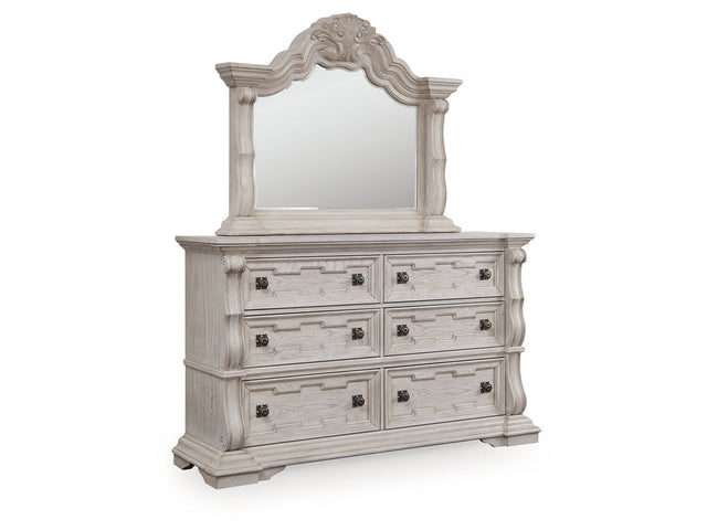 Bruchandi Antique White Dresser and Mirror - Ornate Home