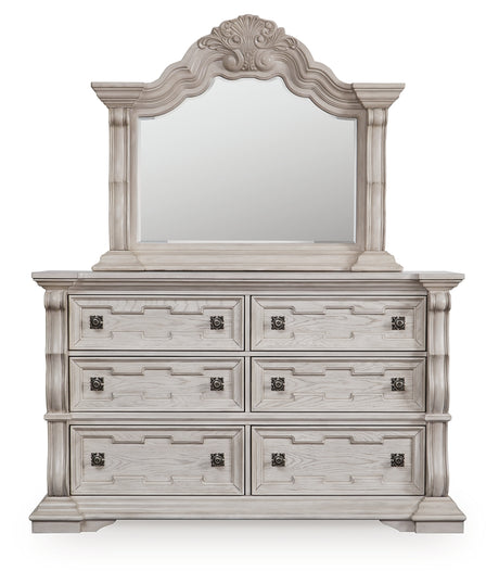 Bruchandi Antique White Dresser and Mirror - Ornate Home