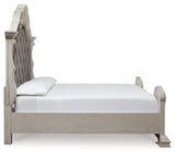 Bruchandi Antique White King Upholstered Panel Bed (Online Special Price) - Ornate Home
