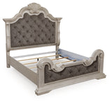 Bruchandi Antique White King Upholstered Panel Bed - Ornate Home