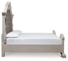 Bruchandi Antique White King Upholstered Panel Bed - Ornate Home