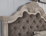 Bruchandi Antique White King Upholstered Panel Bed - Ornate Home