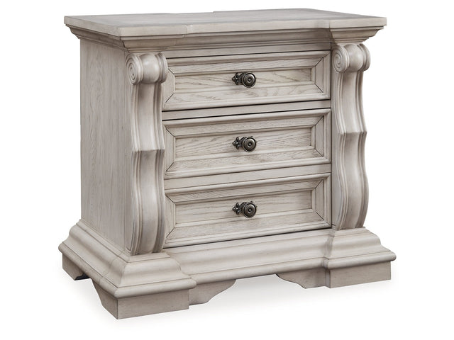 Bruchandi Antique White Three Drawer Night Stand - Ornate Home